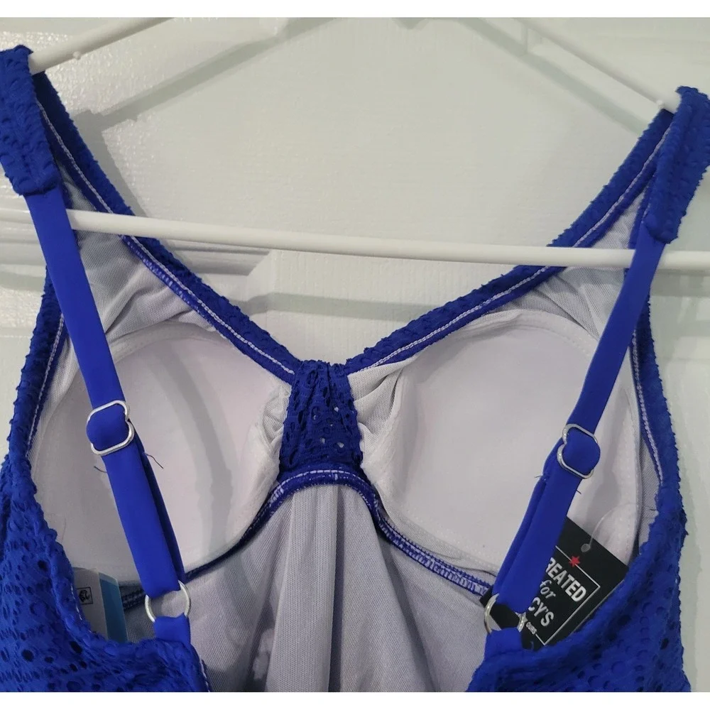 Swim Solutions Crochet Bow-Front Tummy-Control Swimdress Size 8 NWT - Picture 7 of 9